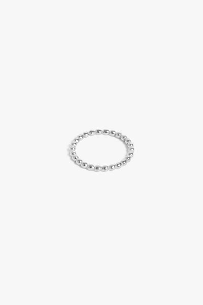 Marrin Costello Jewelry Crown Band dot dainty stacking ring. Available in sizes 6, 7, 8. Waterproof, sustainable, hypoallergenic. Polished stainless steel.