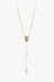 Marrin Costello Jewelry Ally Rosary functional for prayer beaded lariat with lobster clasp closure. Waterproof, sustainable, hypoallergenic. 14k gold plated stainless steel.