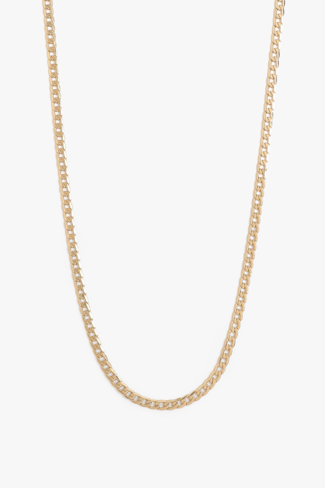 Marrin Costello Jewelry Callie 24 Inch Chain small cuban link chain with lobster clasp closure.Waterproof, sustainable, hypoallergenic. 14k gold plated stainless steel.