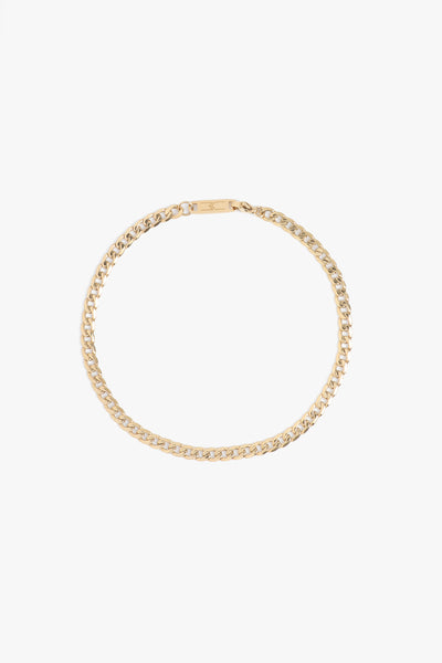 Marrin Costello Jewelry Callie Anklet small cuban link chain anklet with lobster clasp closure. Waterproof, sustainable, hypoallergenic. 14k gold plated stainless steel.