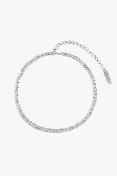 Marrin Costello Jewelry Callie Choker small cuban link chain with lobster clasp closure.Waterproof, sustainable, hypoallergenic. Polished stainless steel.