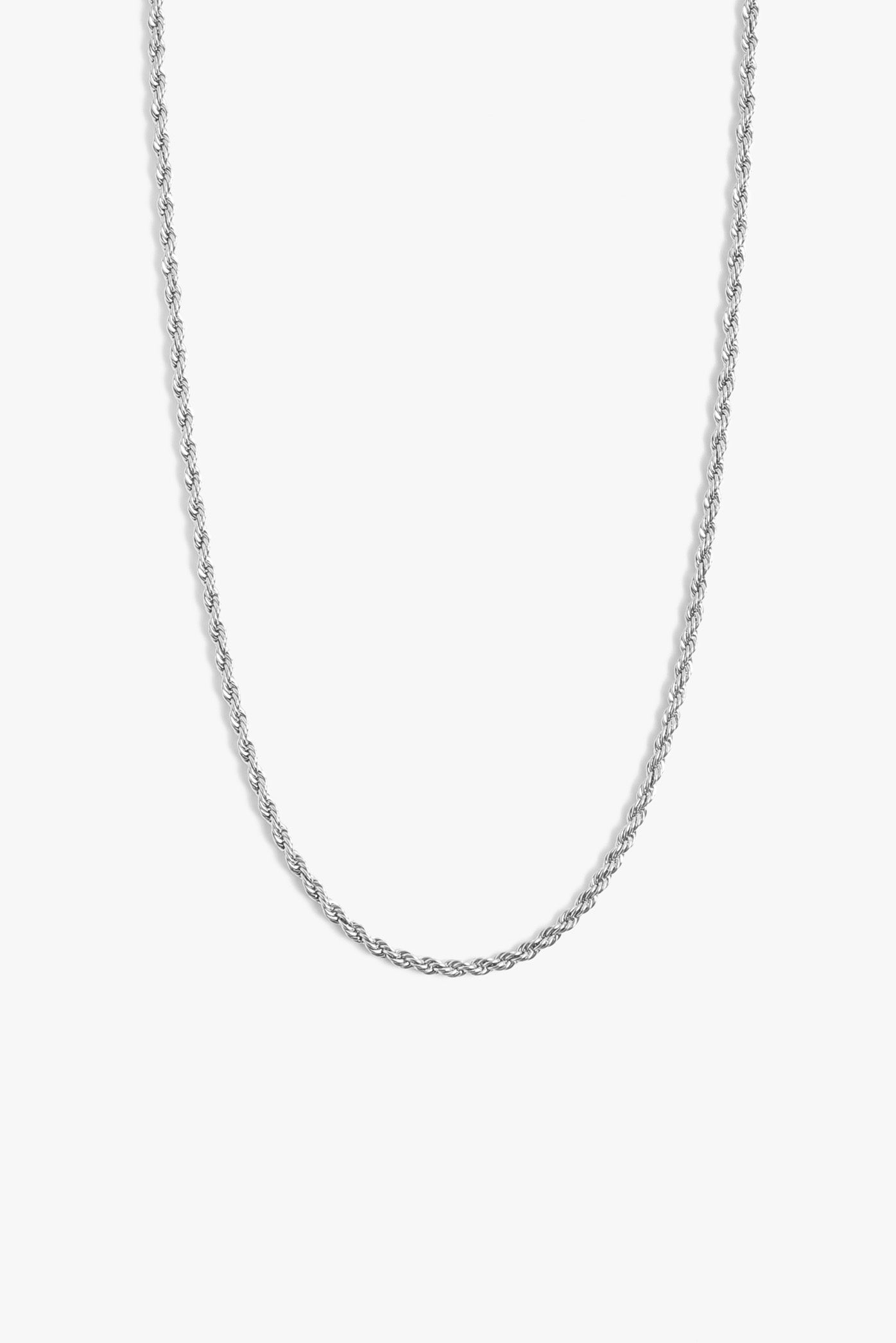 Marrin Costello Jewelry Helix 5mm Chain thick rope twist chain with lobster clasp closure and extender. Waterproof, sustainable, hypoallergenic. Polished stainless steel.
