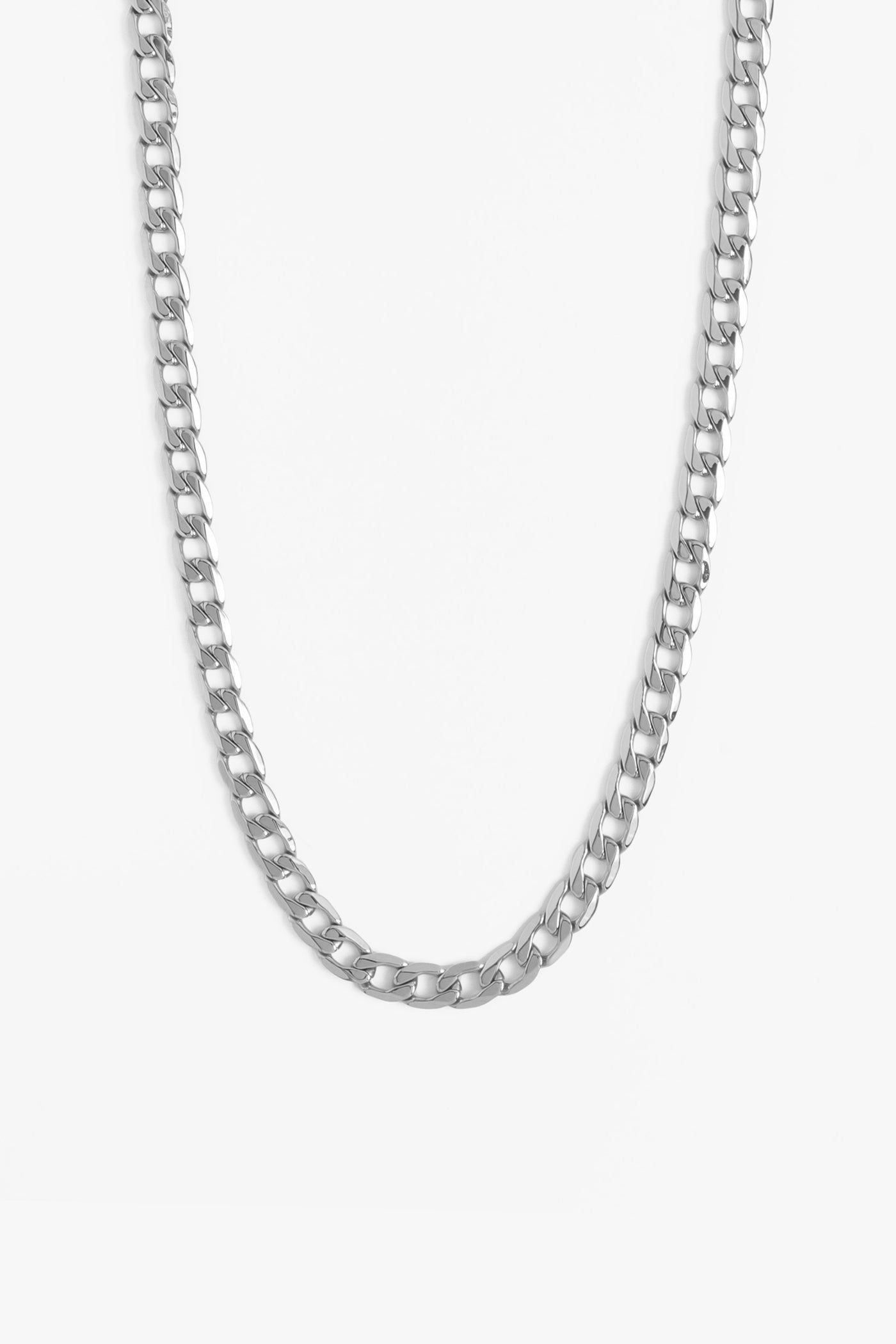 Marrin Costello Jewelry Kings Chain 18 inch flat cuban link chain. Waterproof, sustainable, hypoallergenic. Polished stainless steel.
