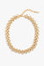 Marrin Costello Jewelry Lattice XL Choker woven chain bohemian statement piece with lobster clasp closure and extender. Waterproof, sustainable, hypoallergenic. 14k gold plated stainless steel.