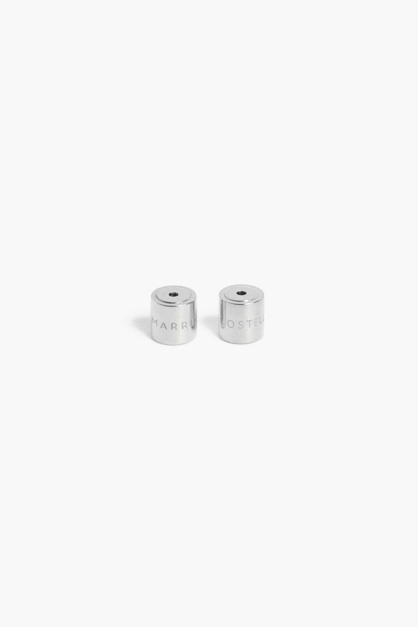 Marrin Costello Jewelry custom earring backings. Cylindrical shaped, for extra comfort and security. Polished stainless steel. 