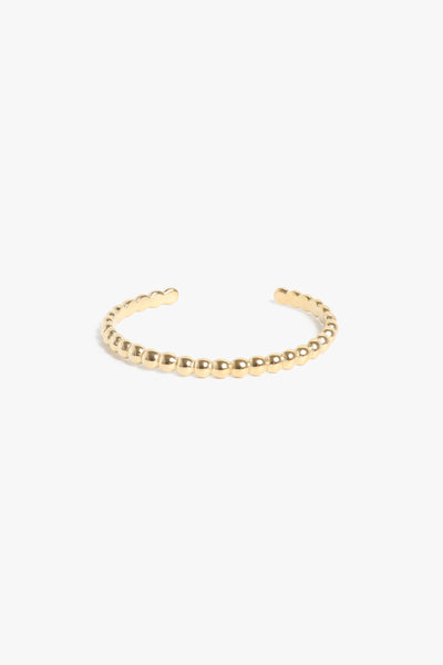 Marrin Costello Jewelry Crown XL Cuff dot adjustable bracelet. Waterproof, sustainable, hypoallergenic. 14k gold plated stainless steel.