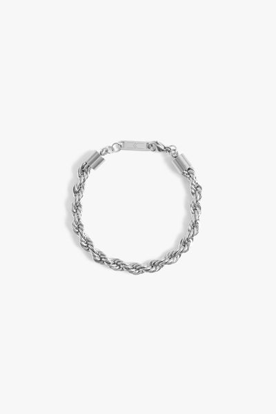 Marrin Costello Jewelry Helix 5mm rope twist chain bracelet with lobster clasp closure. Waterproof, sustainable, hypoallergenic. Polished stainless steel.