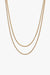 Marrin Costello Jewelry Ramsey Layers snake herringbone chain layered together 2 in 1 necklace with lobster clasp closure and extender. Waterproof, sustainable, hypoallergenic. 14k gold plated stainless steel.